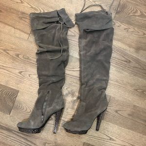 Bakers Lila Gray Suede Boots Thigh High